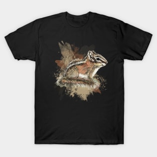 Watercolor Chipmunk Cute Wildlife Art T-Shirt